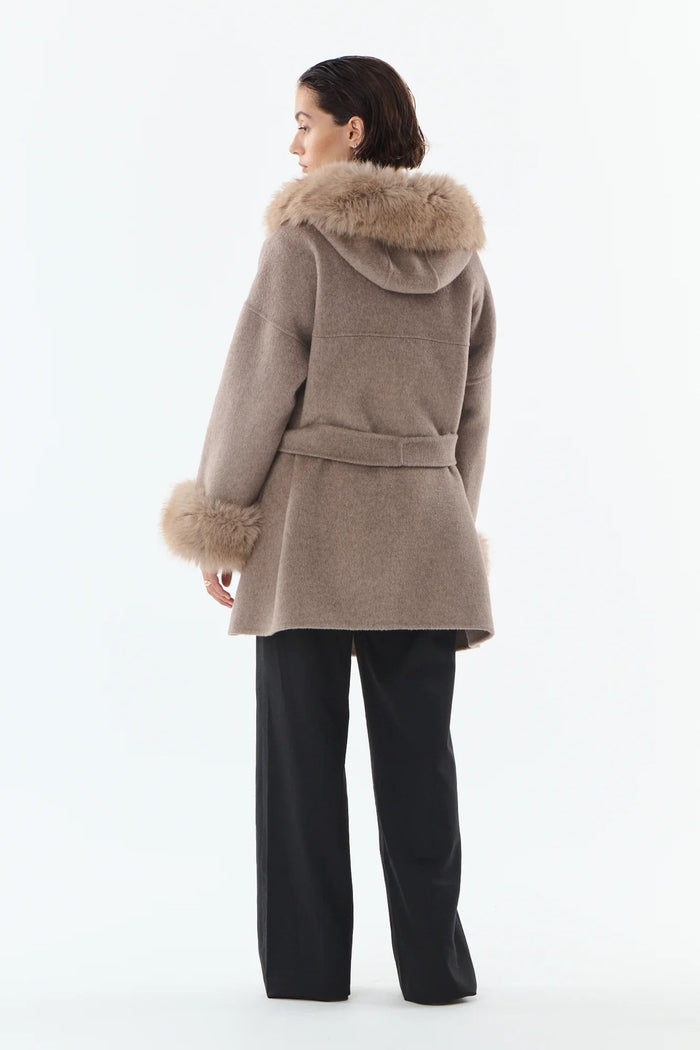 Cappotto Carolina Wool con collo in pelliccia sintetica-5