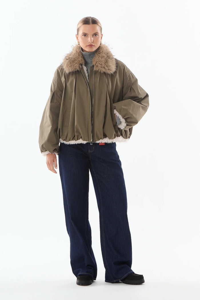 Parka Courtney con collo in pelliccia sintetica-1