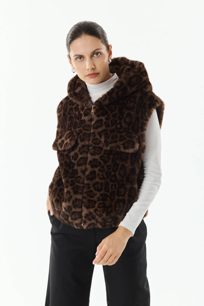 Hazel Gilet senza maniche in pelliccia sintetica-1