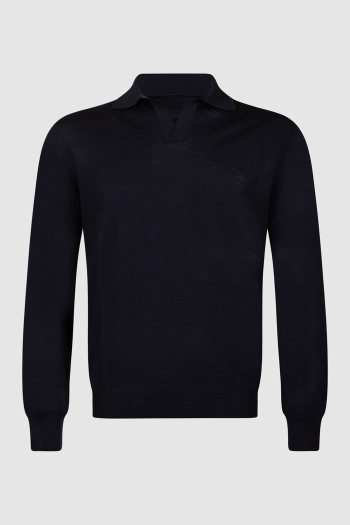 Polo skipper athleisure,pura lana - blu navy