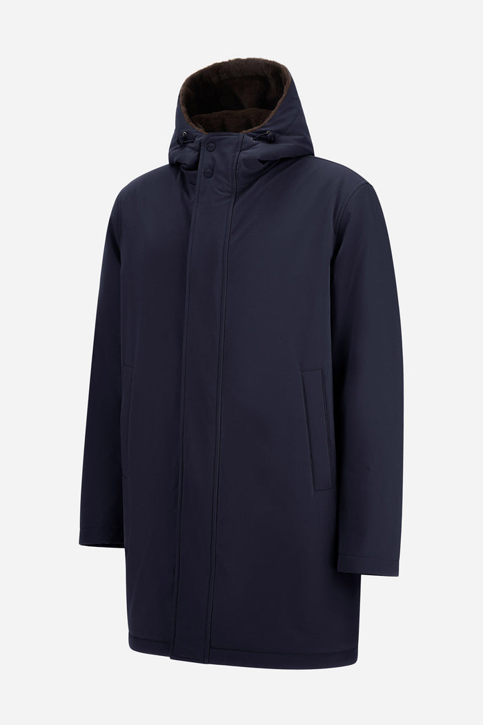 PARKA IN TWILL OPACO E LIGHT FAUX FUR-2