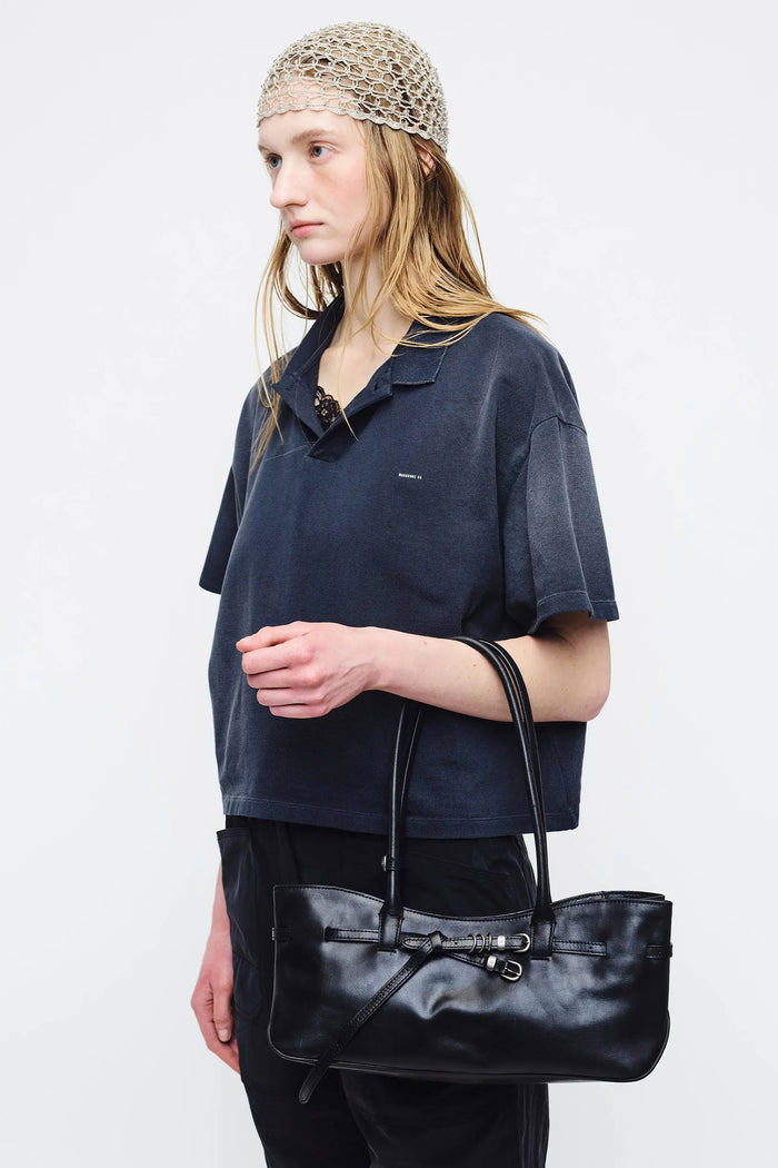 GRANDMA USED SHOULDER BAG_black plain-9