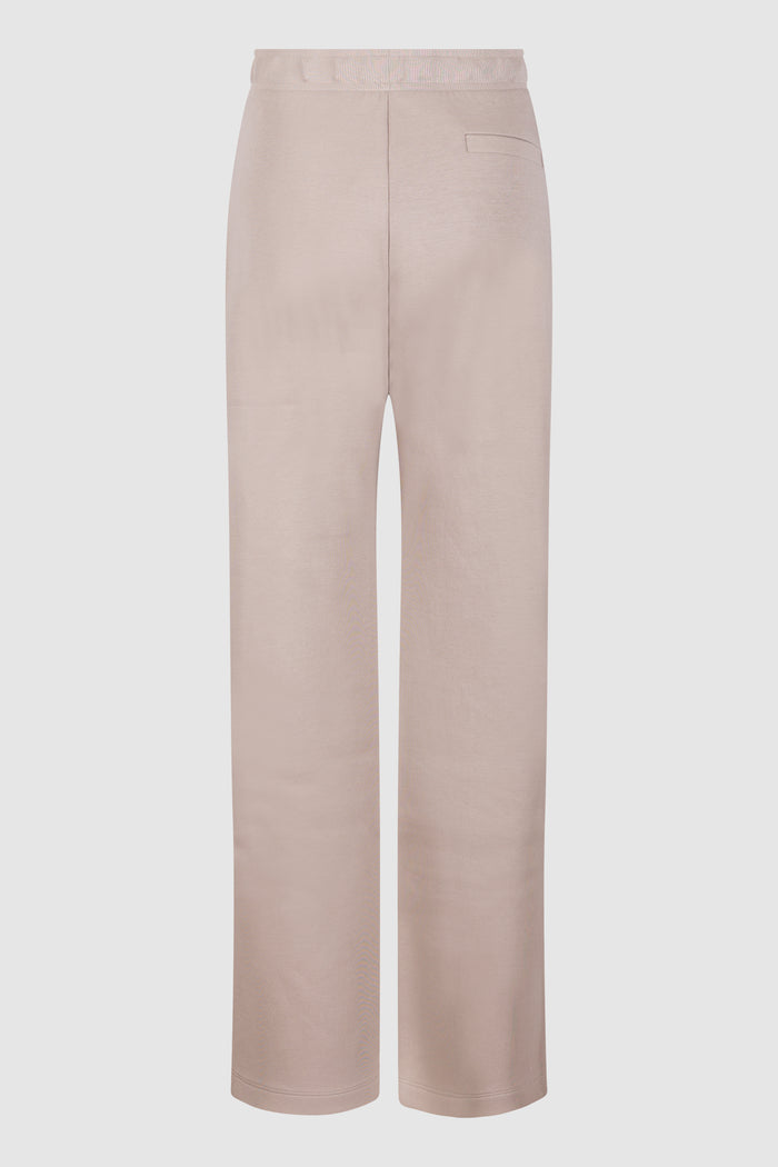 Pantalone ampio in jersey double - Beige-2