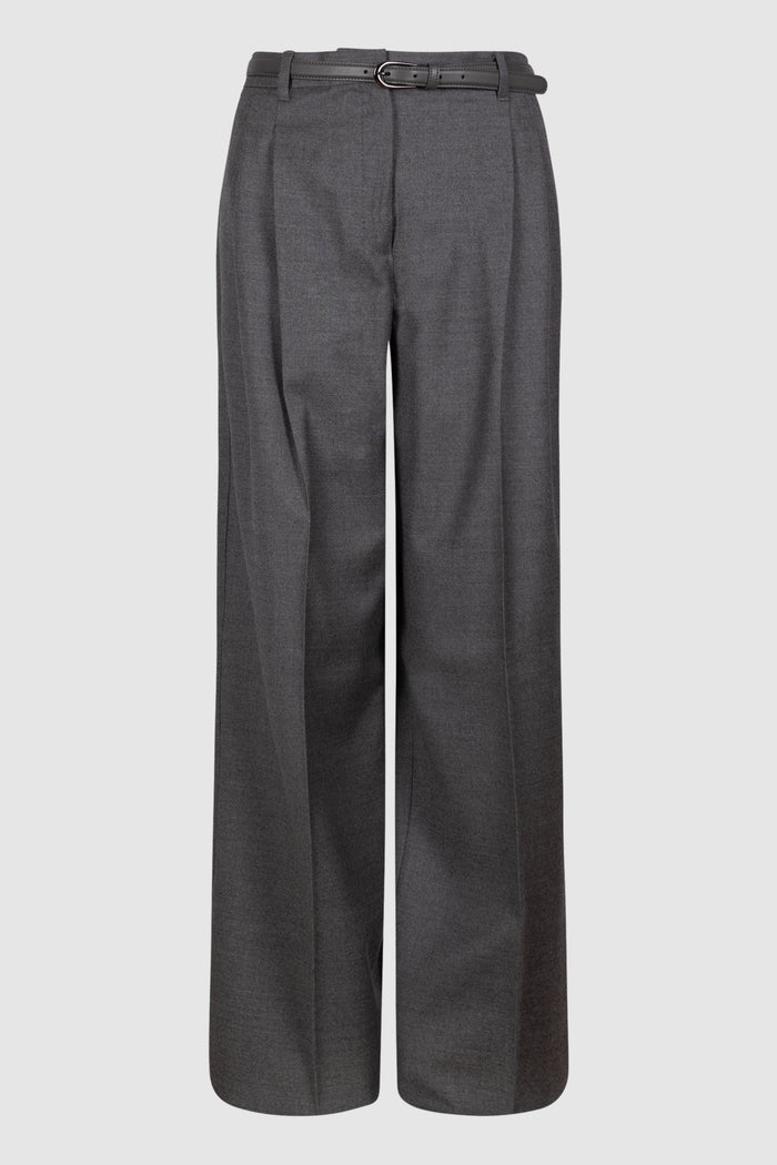 Pantalone maschile in flanella di lana - Grigio scuro-1