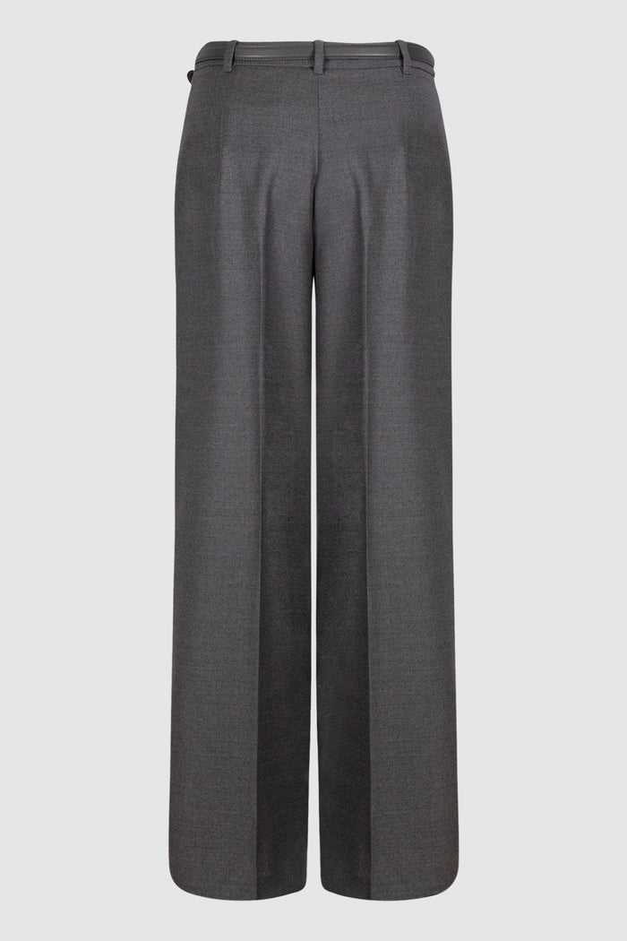 Pantalone maschile in flanella di lana - Grigio scuro-2