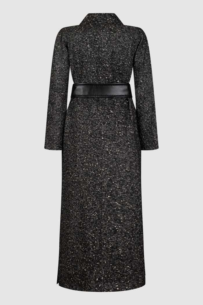 Cappotto a vestaglia in tweed di lana - Bianco nero-2