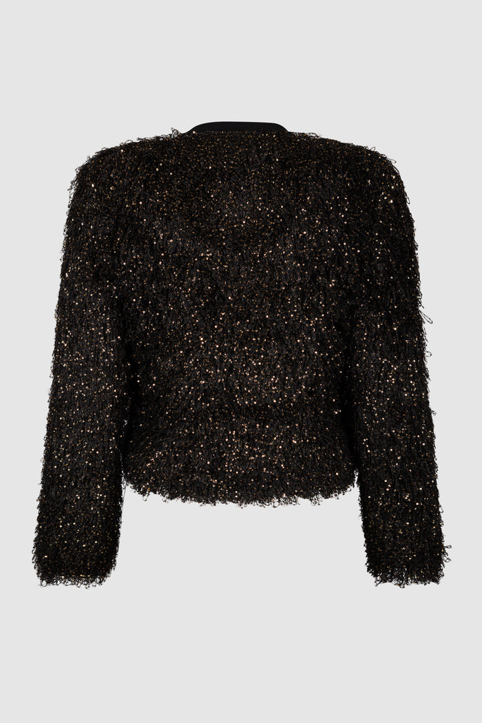Cardigan dalla texture soffice con paillette - Nero-2