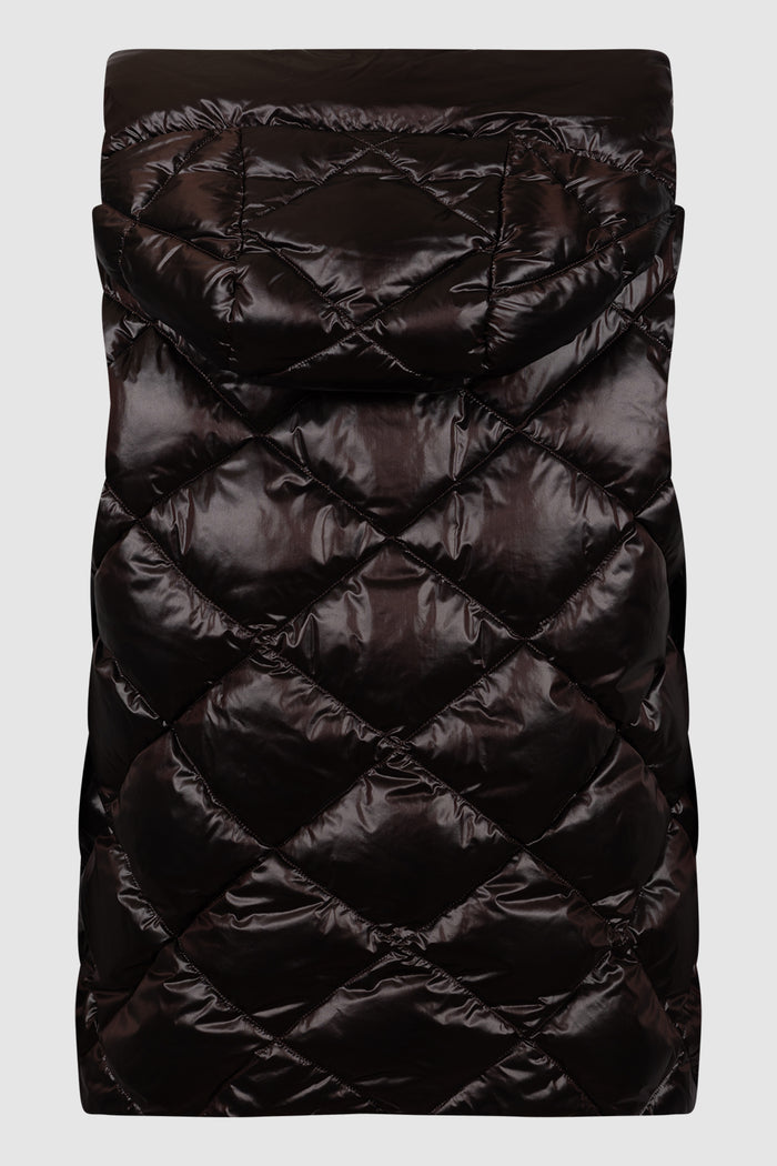 Gilet imbottito regular in tela antigoccia - Marrone-2