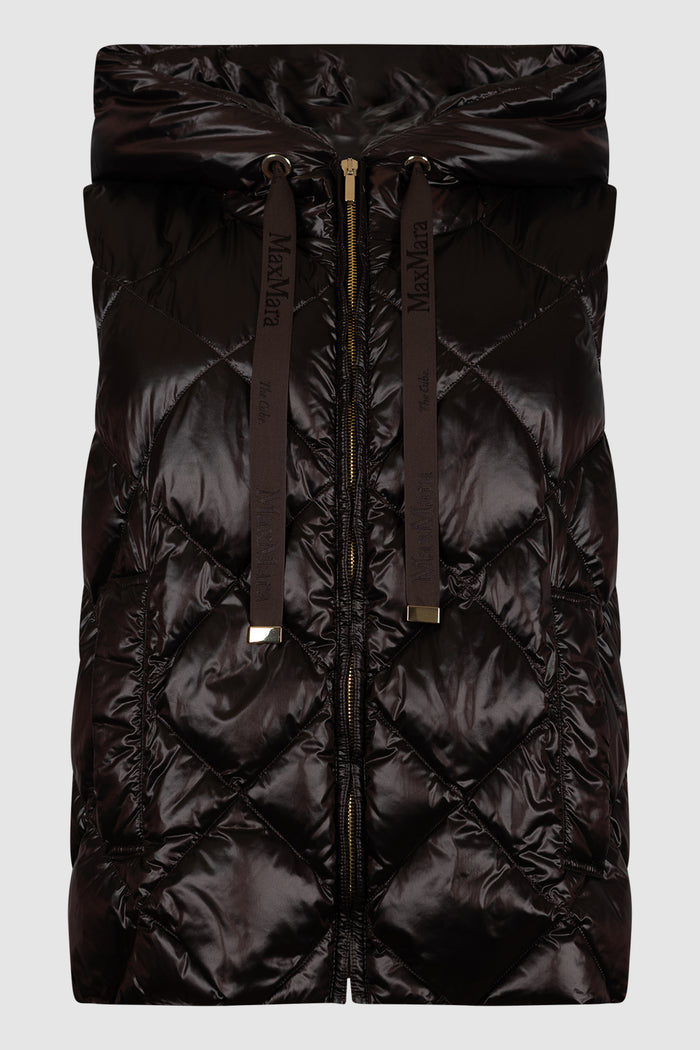 Gilet imbottito regular in tela antigoccia - Marrone