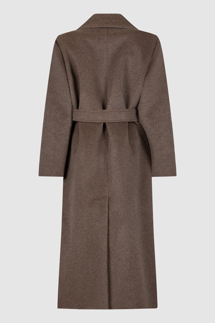 Cappotto lungo in orsetto di lana e alpaca - Marron glace'-3
