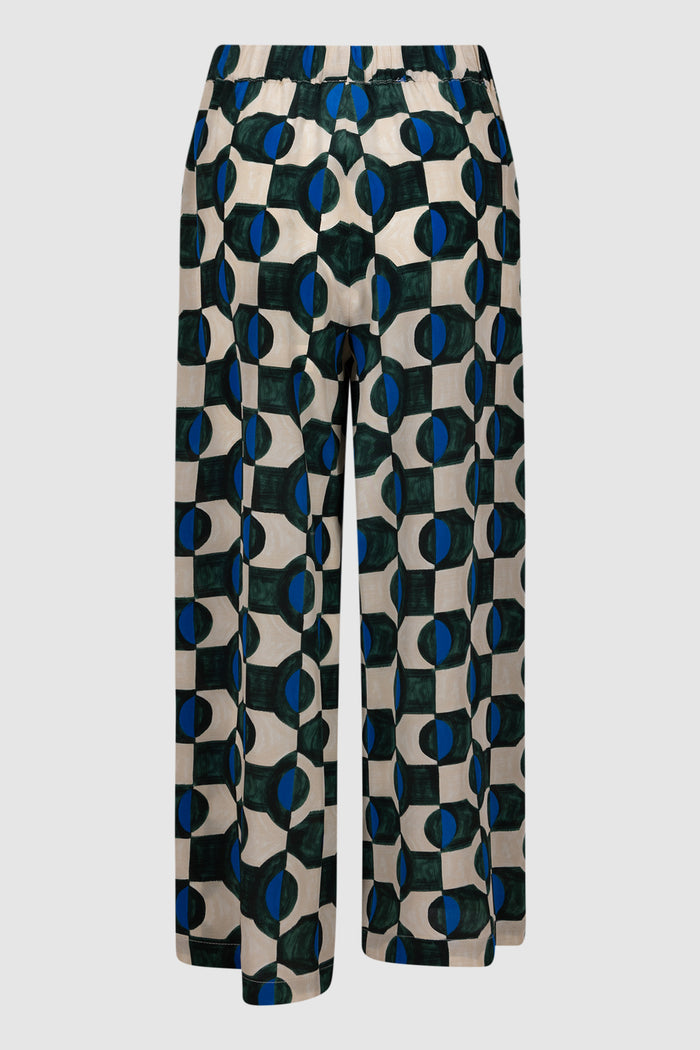 Pantalone in crêpe de Chine stampato - Verde scuro-2