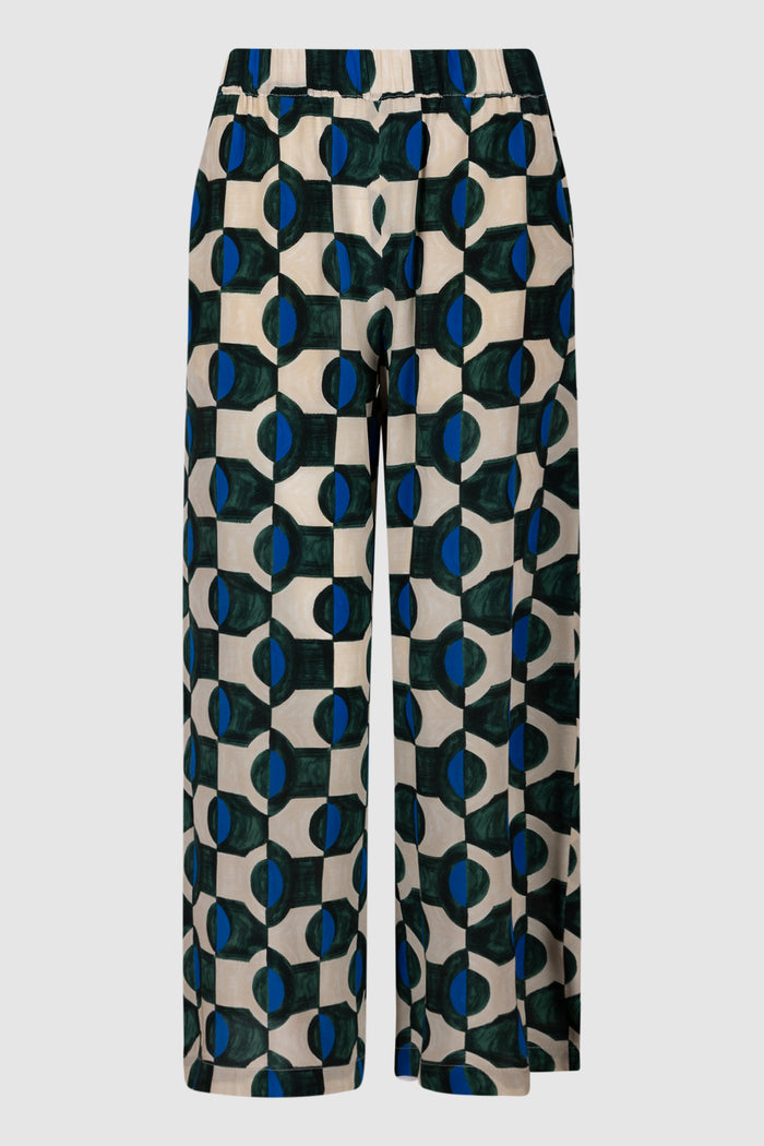 Pantalone in crêpe de Chine stampato - Verde scuro