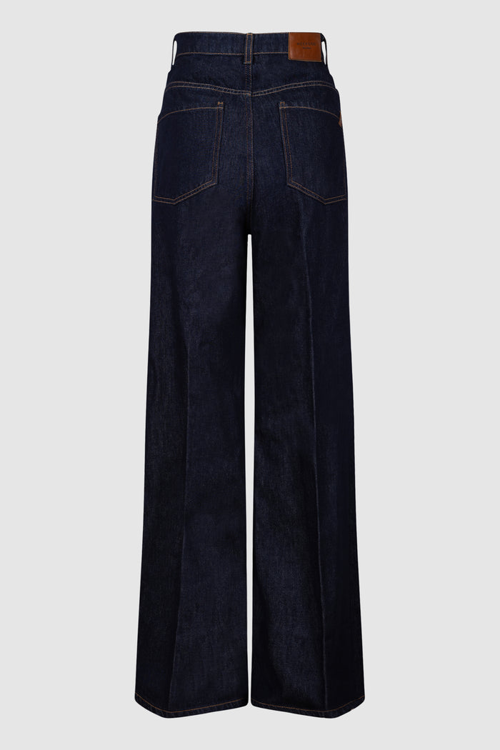 Jeans palazzo in denim di cotone - Blu-2