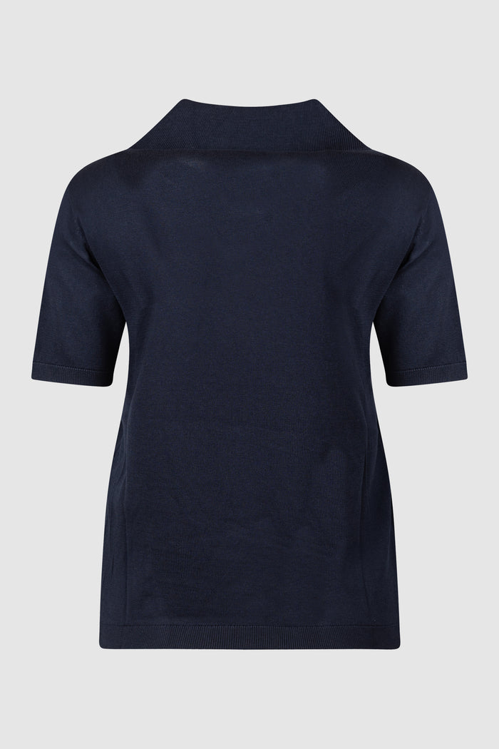 Maglia in filato di seta e cotone - Blu-2