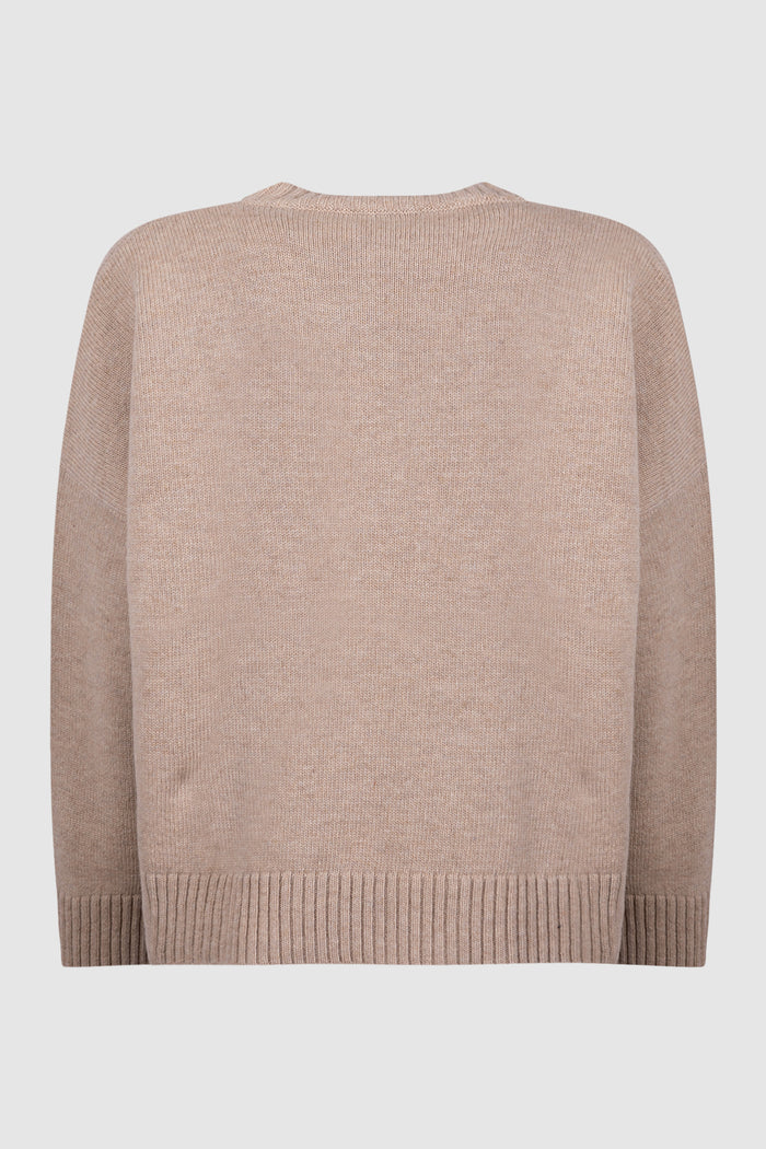 Maglia ampia in lana jacquard - Sabbia-2