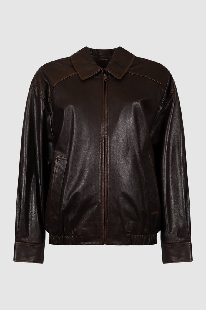 Bomber in nappa - Testa moro<BR/>