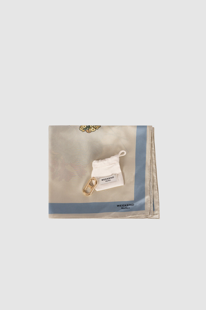 Foulard in twill di seta fantasia - Beige<BR/>-2