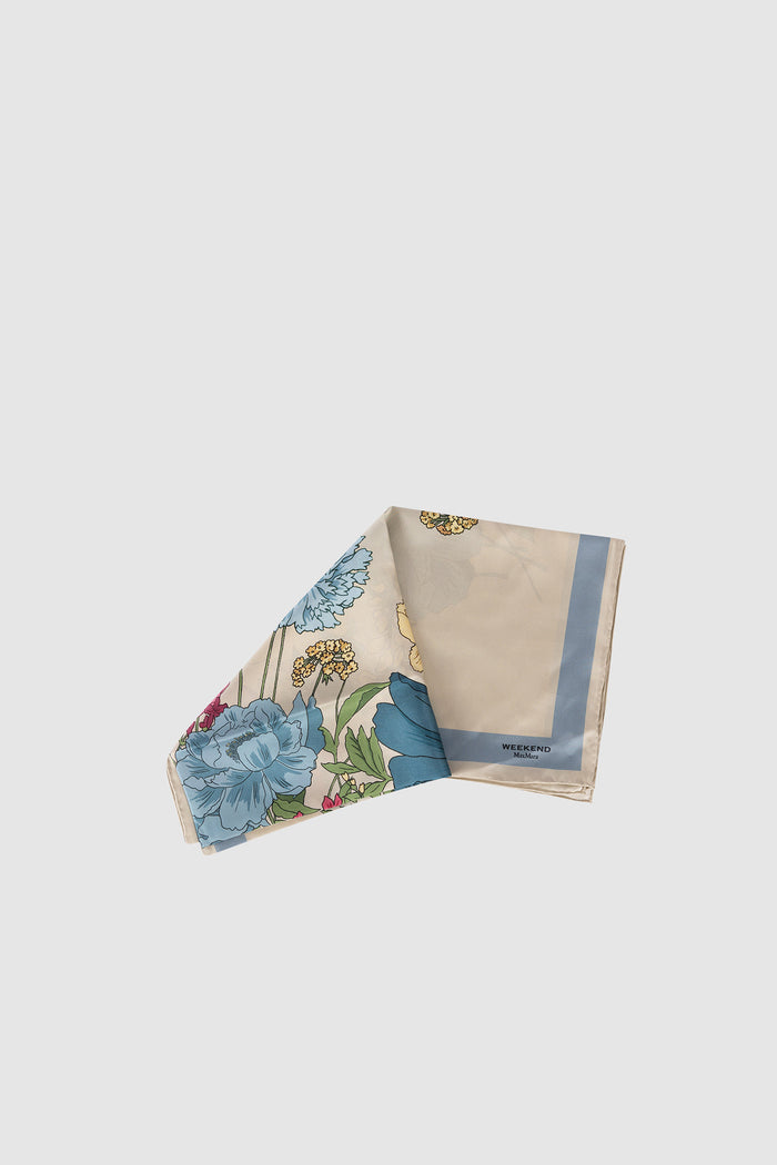 Foulard in twill di seta fantasia - Beige<BR/>-3