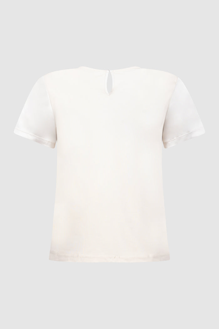 T-shirt girocollo in raso --2