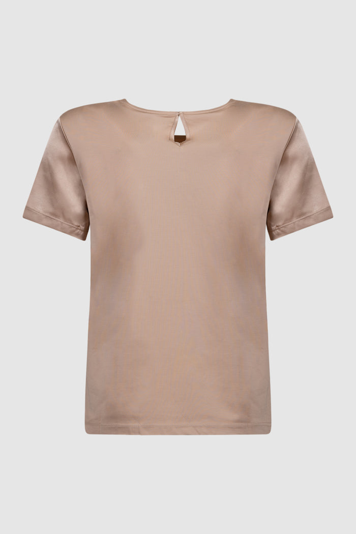 T-shirt girocollo in raso - Rosa-2