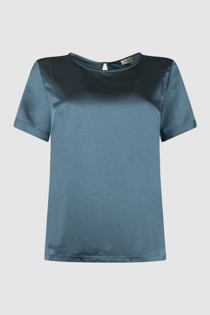 T-shirt girocollo in raso -