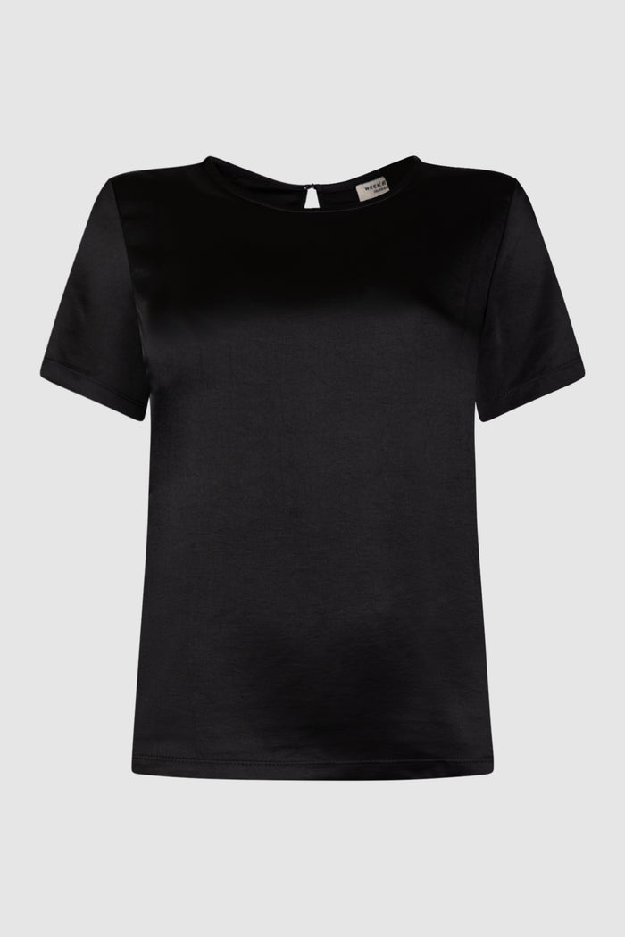 T-shirt girocollo in raso -