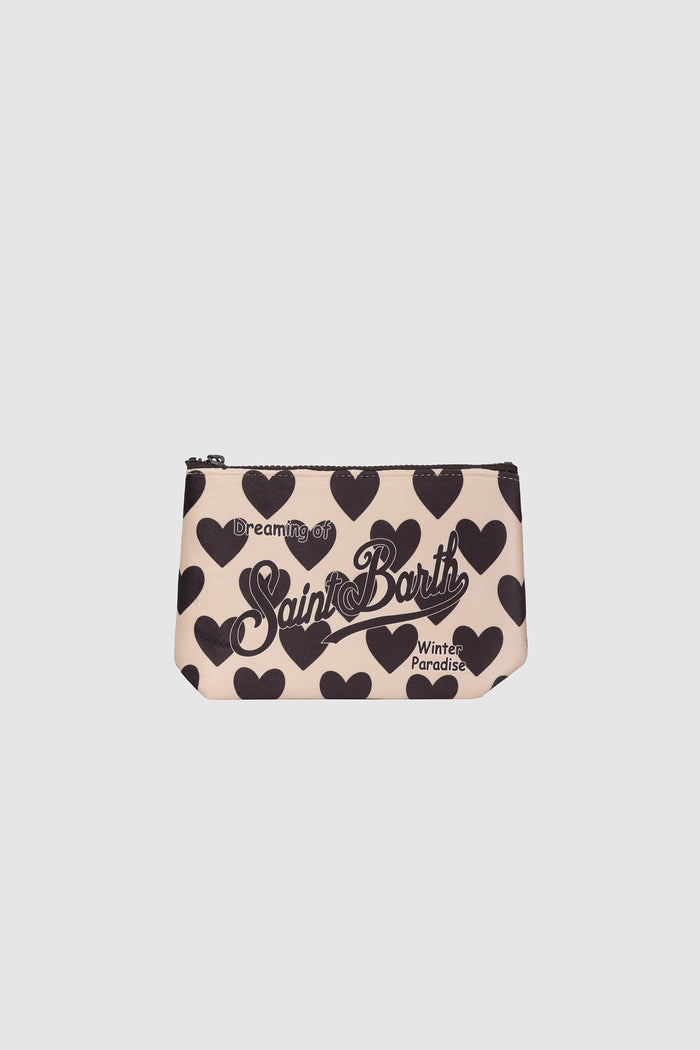 Pochette Aline beige con stampa cuori-2