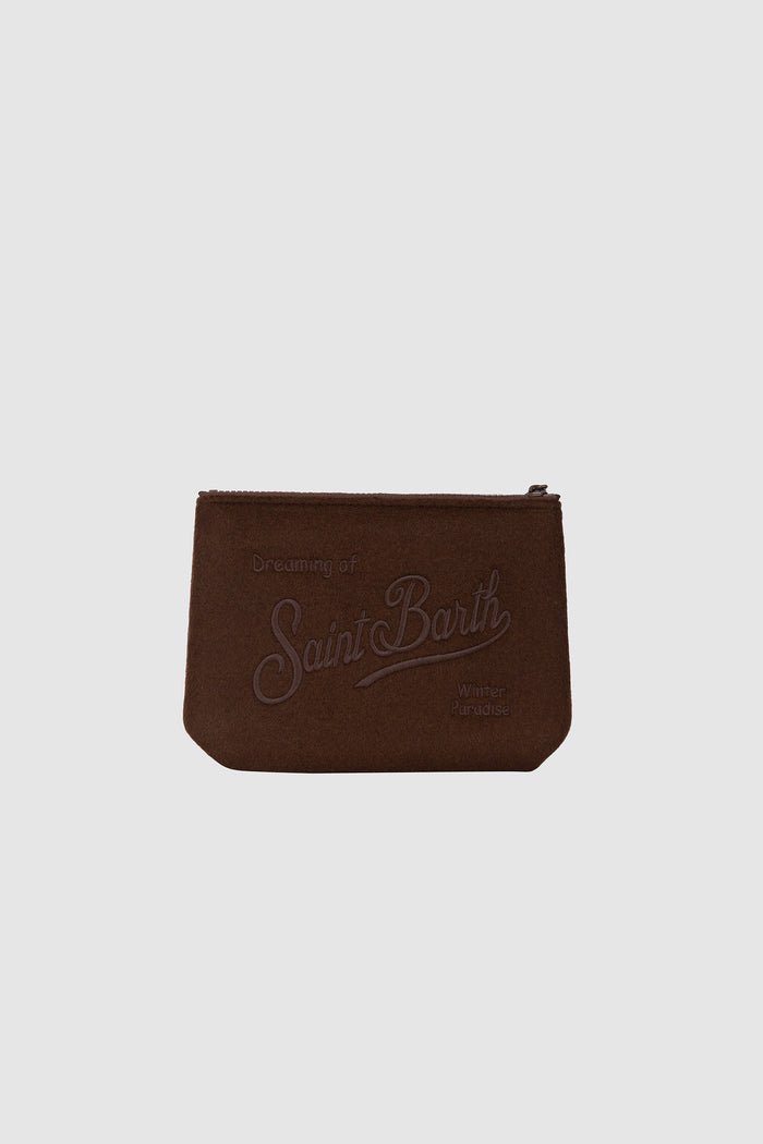 Pochette Aline in feltro con ricamo logo-2