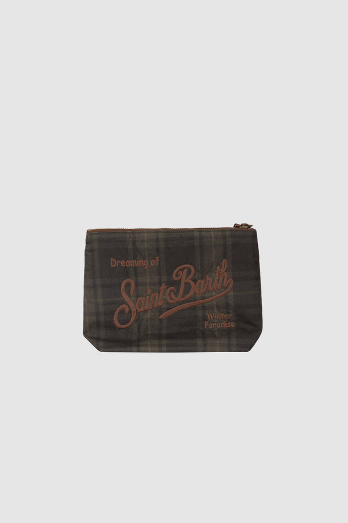Pochette Aline in tessuto cerato con stampa tartan-2