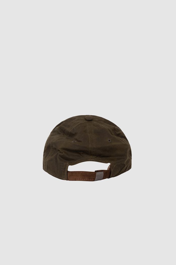 Cappello Baseball verde militare in velluto a coste cerato con ricamo logo-2