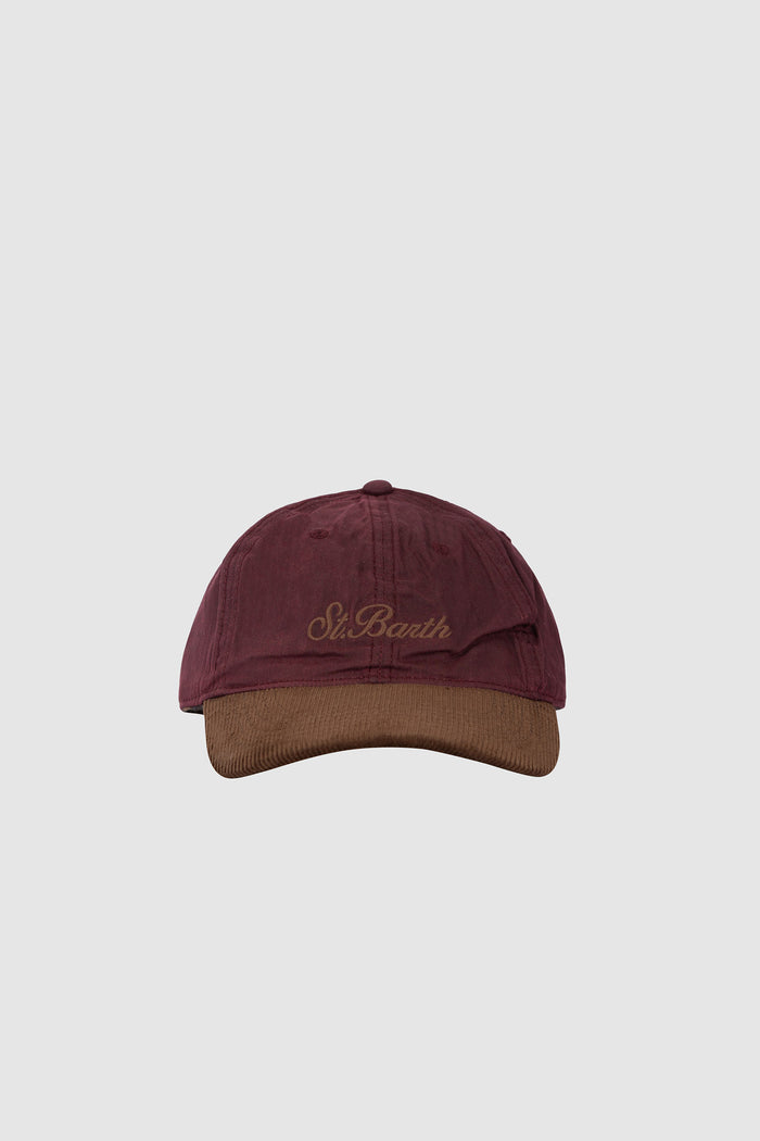Cappello Baseball in velluto a coste cerato con ricamo logo