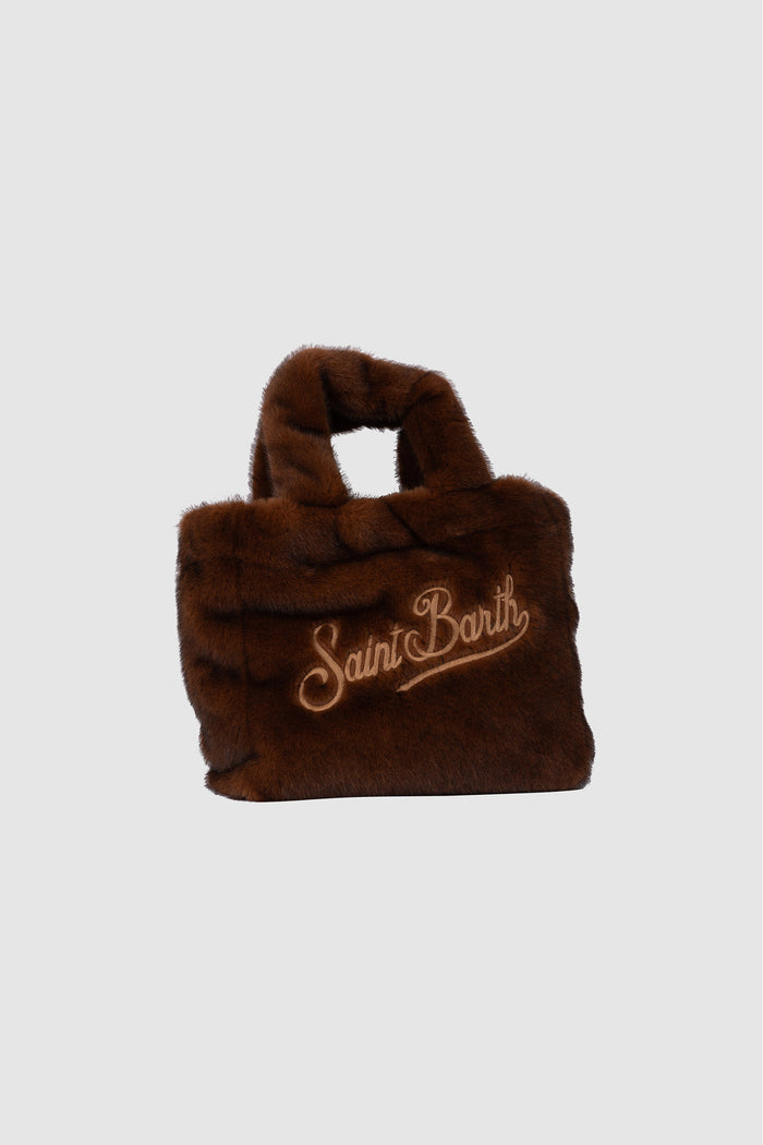 colette soft fur hand bag with strap