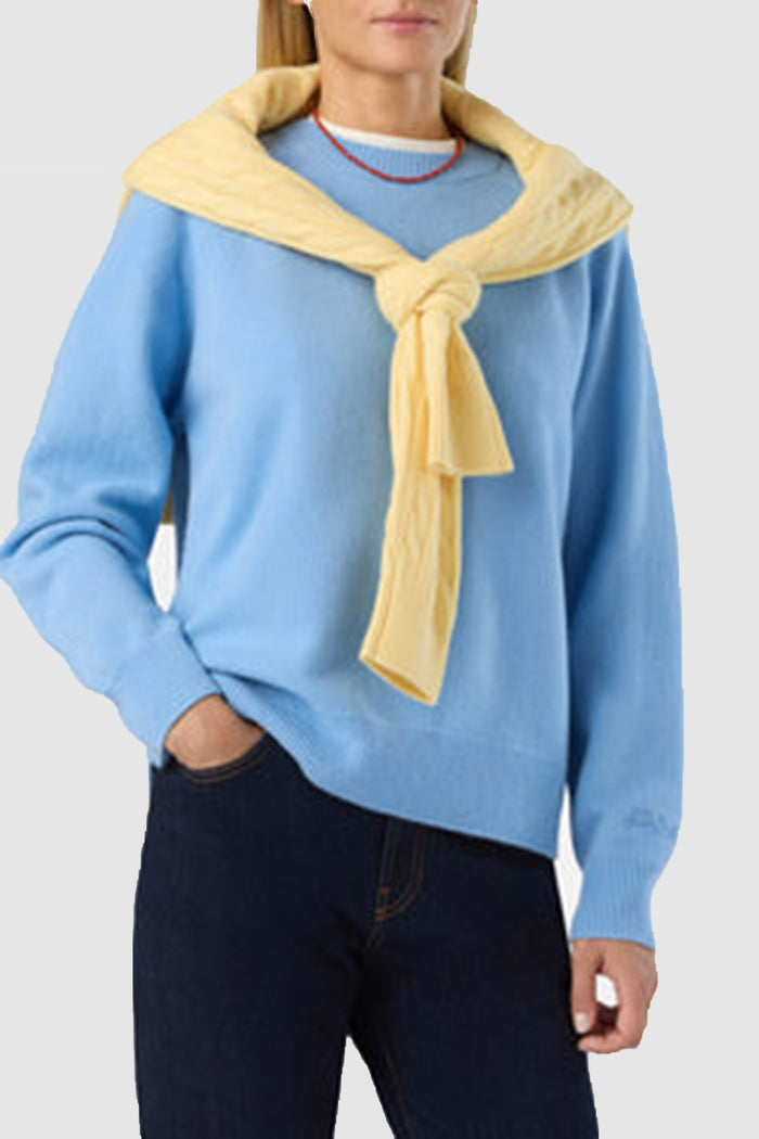 Maglia girocollo Delphine azzurra in lana