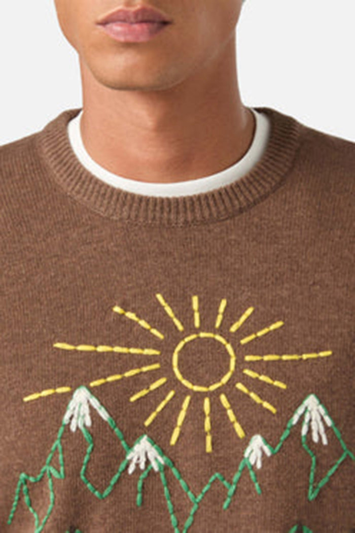 Maglia girocollo Heron marrone con ricamo St. Moritz-2