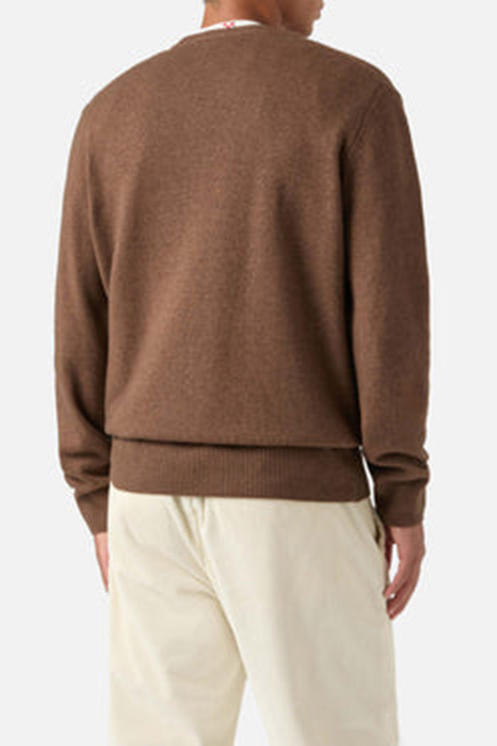 Maglia girocollo Heron marrone con ricamo St. Moritz-3