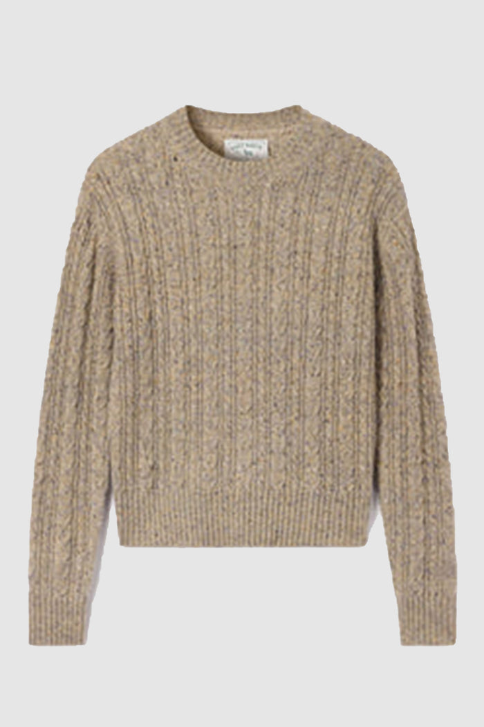 Maglia girocollo Lalia grigio talpa in misto lana Donegal