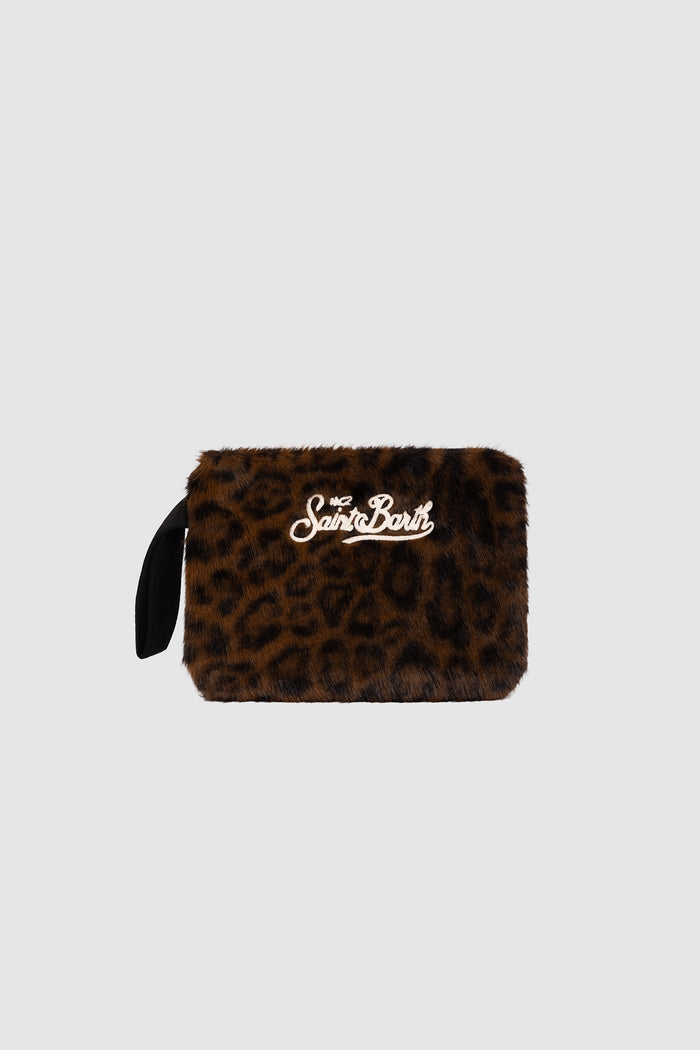 Pochette Pareasy effetto pelliccia con stampa leopardata