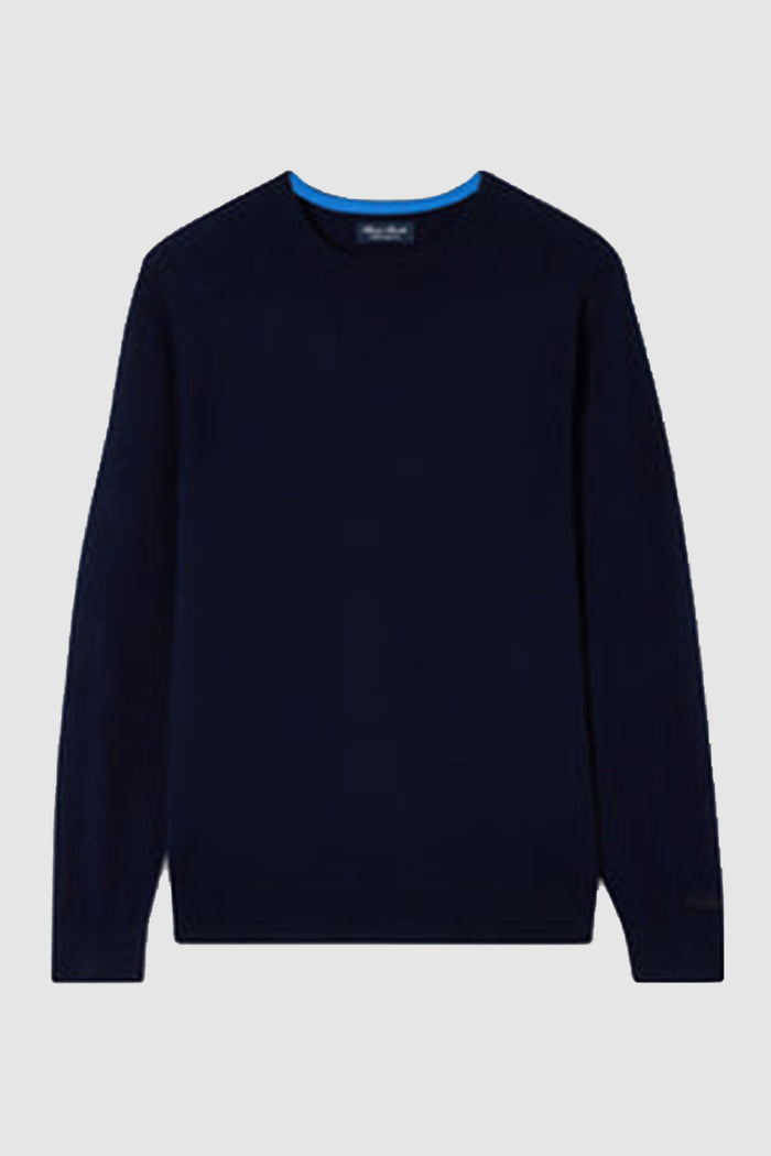 Maglia girocollo Regent blu navy in cashmere-1