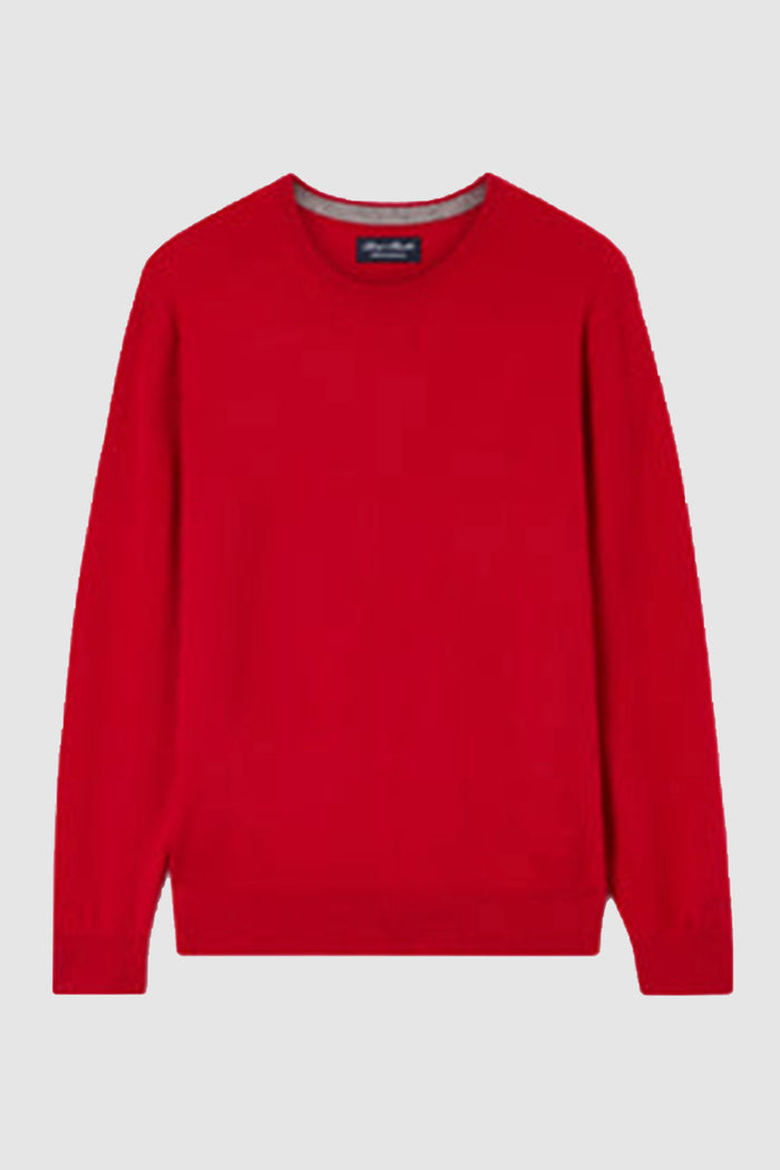 Maglia girocollo Regent rossa in cashmere-1