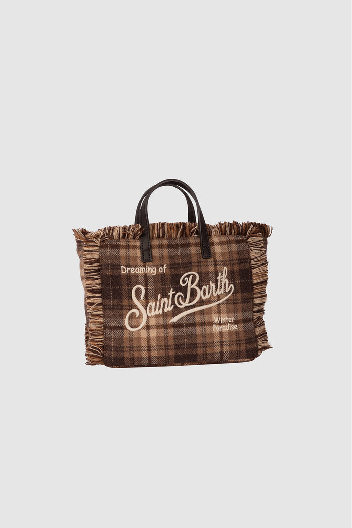 Borsa Mini Vanity in misto lana con motivo tartan