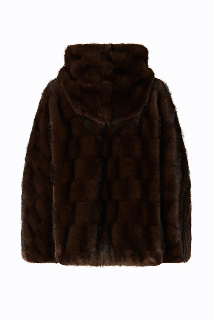 Giacca blouson effetto pelliccia con cappuccio-2