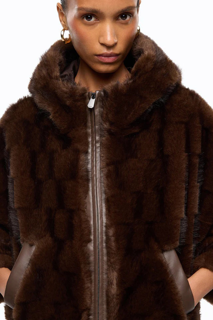 Giacca blouson effetto pelliccia con cappuccio-3