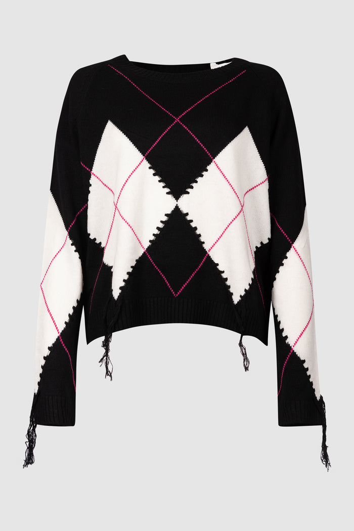 Maglione in lana e cashmere con maxi rombi