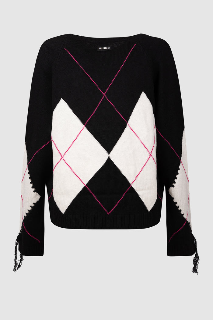 Maglione in lana e cashmere con maxi rombi-2