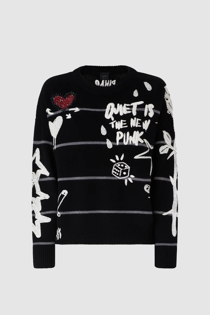 Maglia in lana merino Quiet Is The New Punk-1