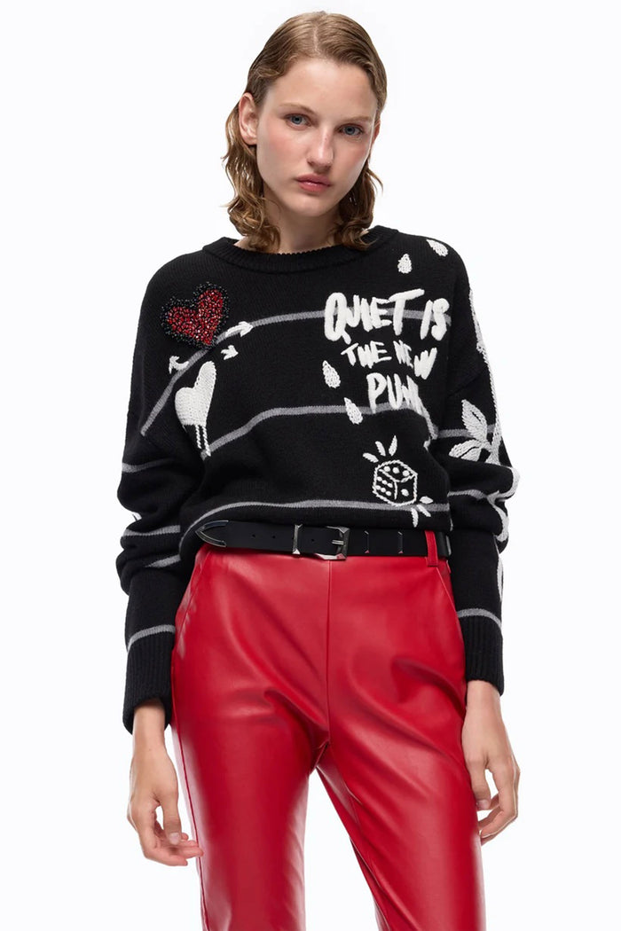 Maglia in lana merino Quiet Is The New Punk-3