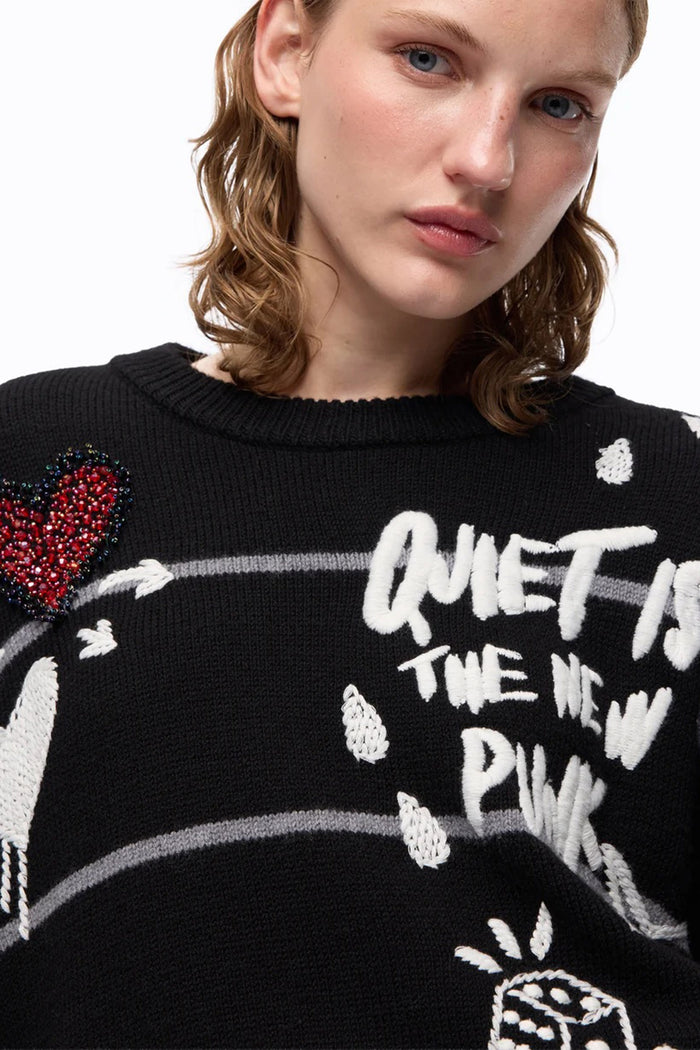 Maglia in lana merino Quiet Is The New Punk-5