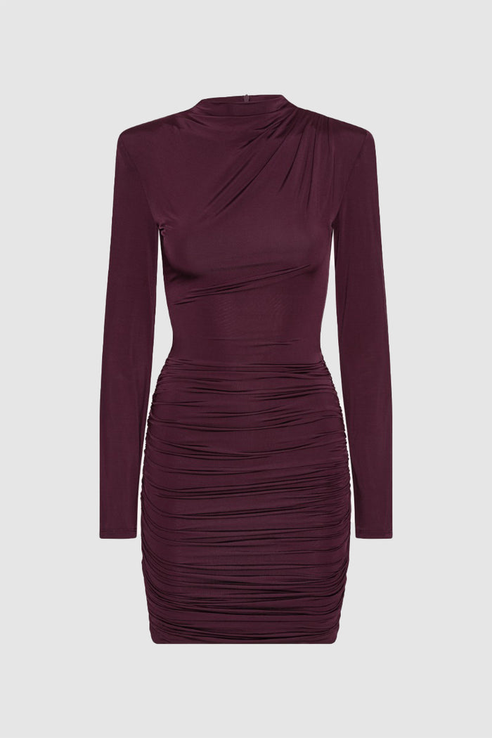 Mini abito drappeggiato bordeaux