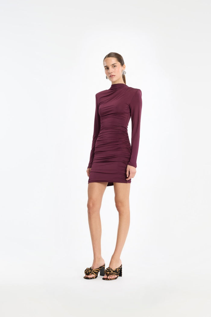 Mini abito drappeggiato bordeaux-4