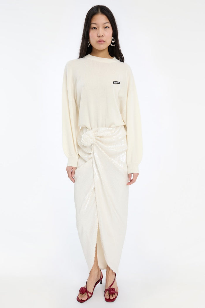 Maglione oversize in maglia bianco-3